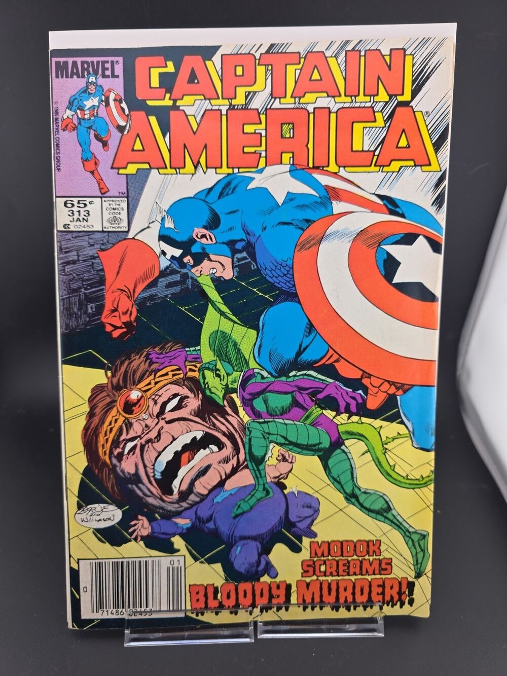 Captain America #313 Marvel 1986 Newsstand Variant Death of MODOK John Byrne VF